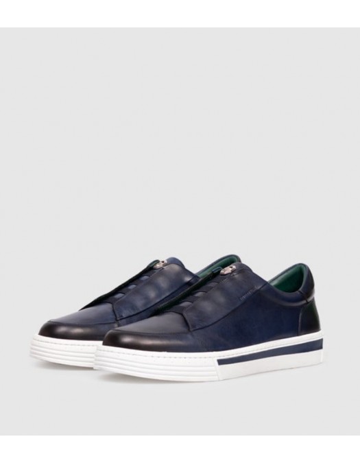 Sneakers STEFANO RICCI, Blue leather sneakers with logo - UO23G5267VANB049 Sneakers STEFANO RICCI, Blue leather sneakers with logo - UO23G5267VANB049