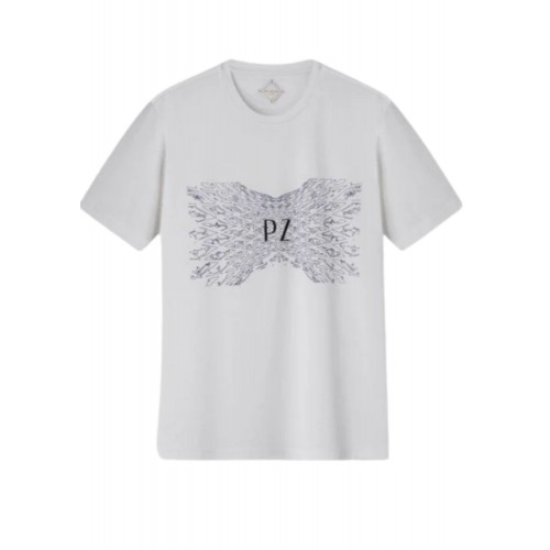 Tricou PAL ZILERI, Insertie multicolora frontala, Alb Tricou PAL ZILERI, Insertie multicolora frontala, Alb
