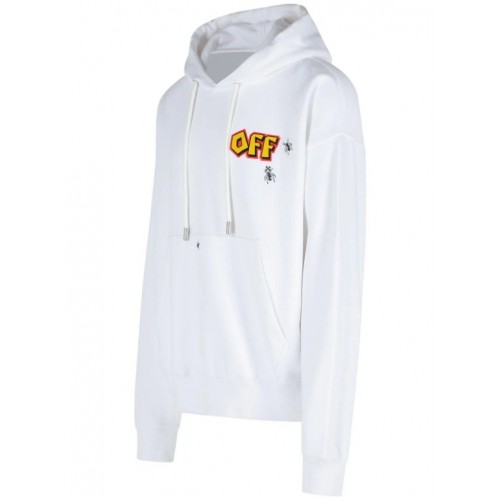 Hanorac OFF WHITE ,Logo Printed Drawstring Hoodie Hanorac OFF WHITE ,Logo Printed Drawstring Hoodie