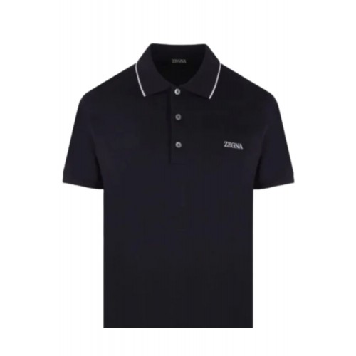 Tricou Zegna, Guler Polo, Negru Tricou Zegna, Guler Polo, Negru