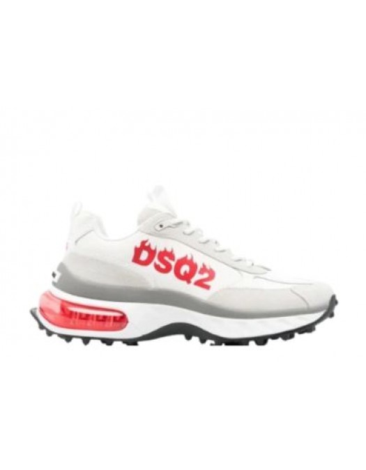 Sneakers DSQUARED2, Bubble Design, Red Details, White - SNM043823807426M1747