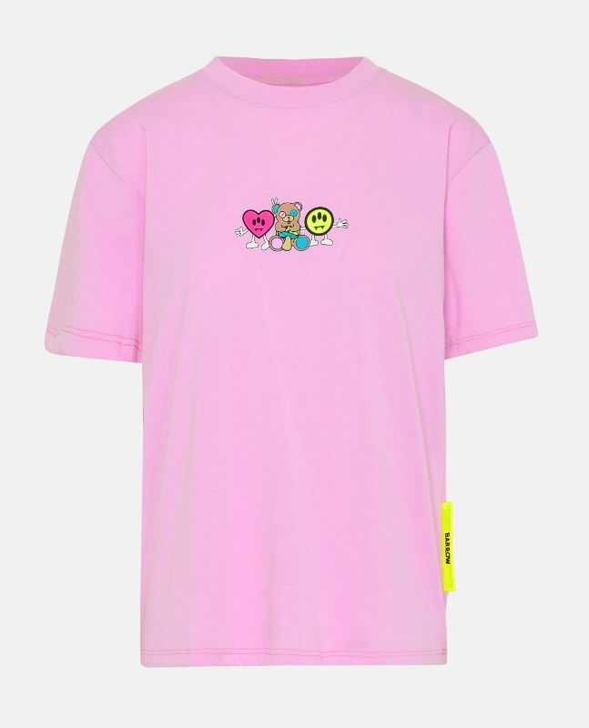Nike, Tricou cu decolteu la baza gatului, din bumbac, cu logo, Roz zmeuriu,  Galben mustar, M