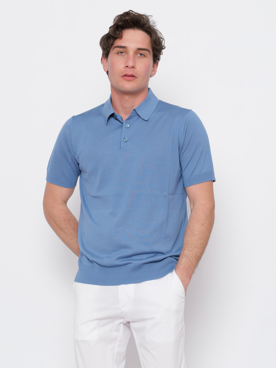 Tricou Paolo Pecora, Guler Polo, Albastru - 24EC1M0A008F2006634