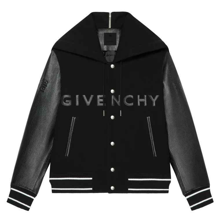 Jacheta GIVENCHY, Logo Brand, Black Leather - BM00XX6Y16001 - Capodopera12