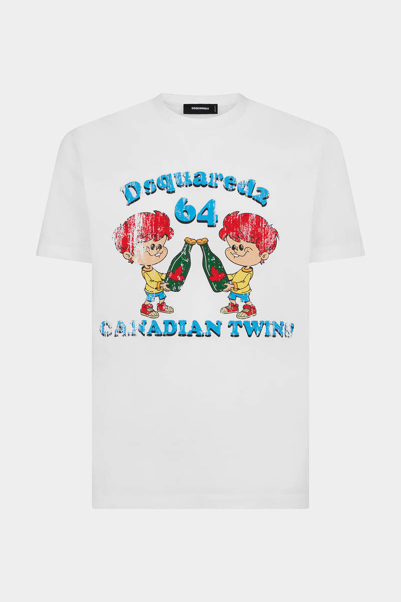 Tricou DSQUARED2, Canadian Brothers, Alb - S71GD1396S23009100
